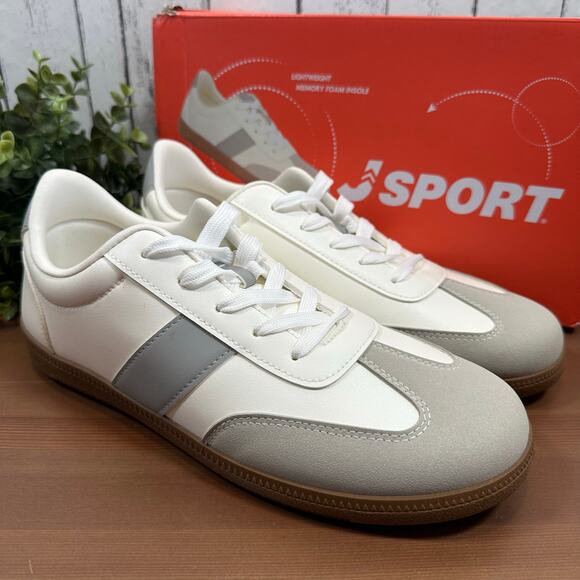 J Sport Women's Cecily White Grey Memory Foam Sneakers Size 8 - Picture 2 of 8